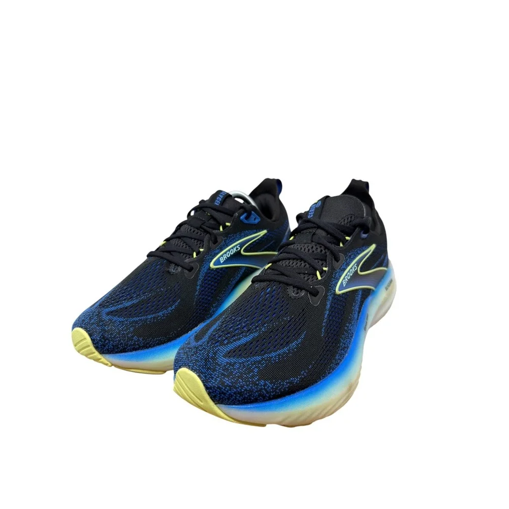 Brooks Glycerin Max Mens 10 Black Blue Yellow DNA Tuned Running Shoe 1104451D002